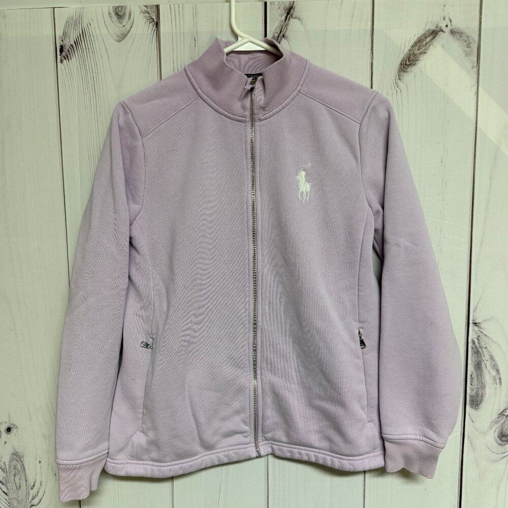 Polo Golf Women's Full Zip‎ Sweatshirt Medium Lilac Ralph Lauren GUC
